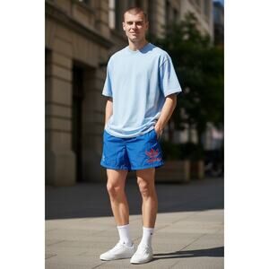 Vintage Adidas Originals Trefoil Running Shorts Blue Red Logo Size Small